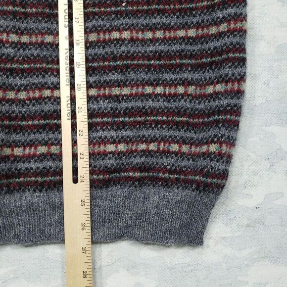 Northern Isles Vest Mens Large Gray Red Striped Button Up 100% Wool Grandpa Core - Picture 10 of 12